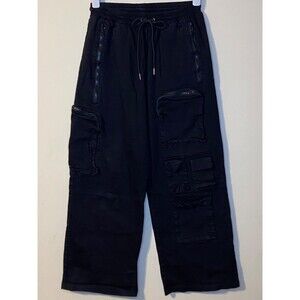 HOT & DELICIOUS WOMEN'S CARGO GOTH BLACK PANTS SIZE L